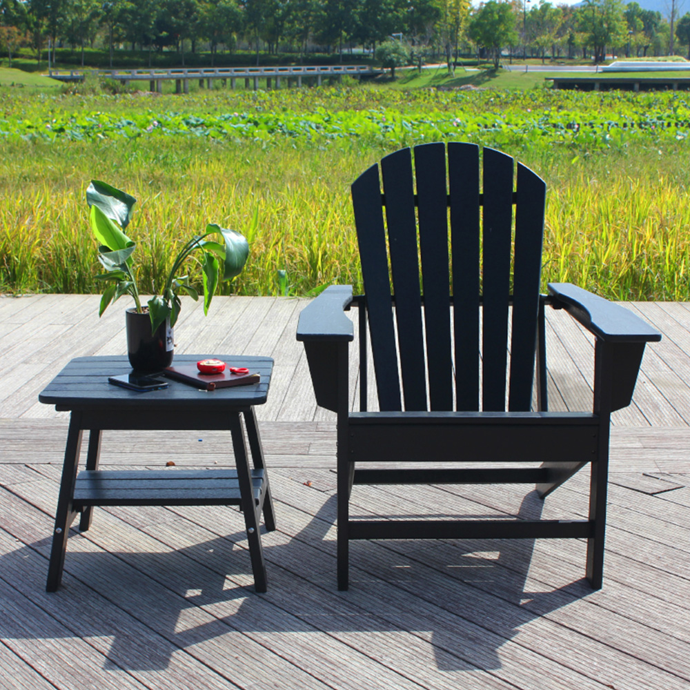 ADS201 One Chair, One Side Table, HDPE Adirondack Bordstole